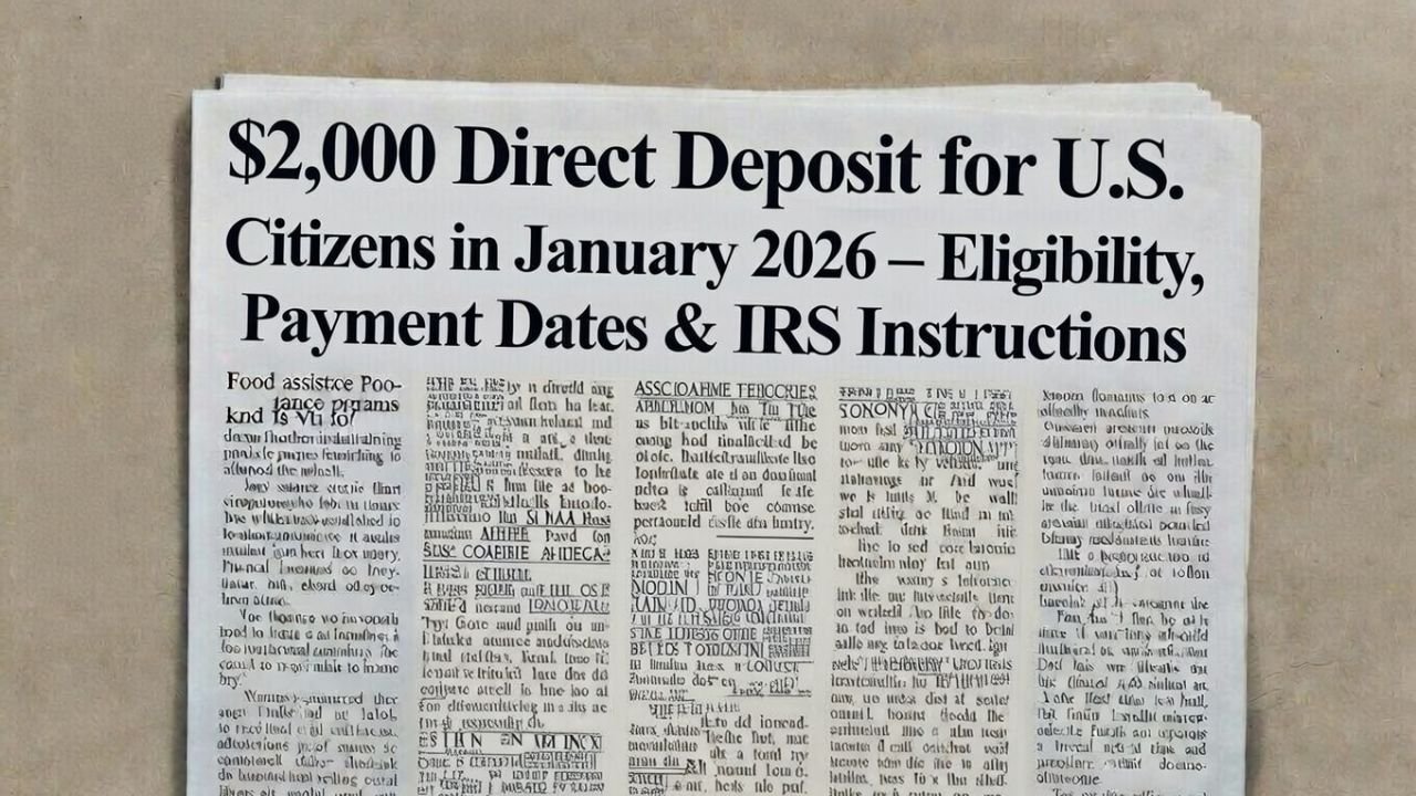 $2,000 Direct Deposit for U.S. Citizens in January 2026 – Eligibility, Payment Dates & IRS Instructions