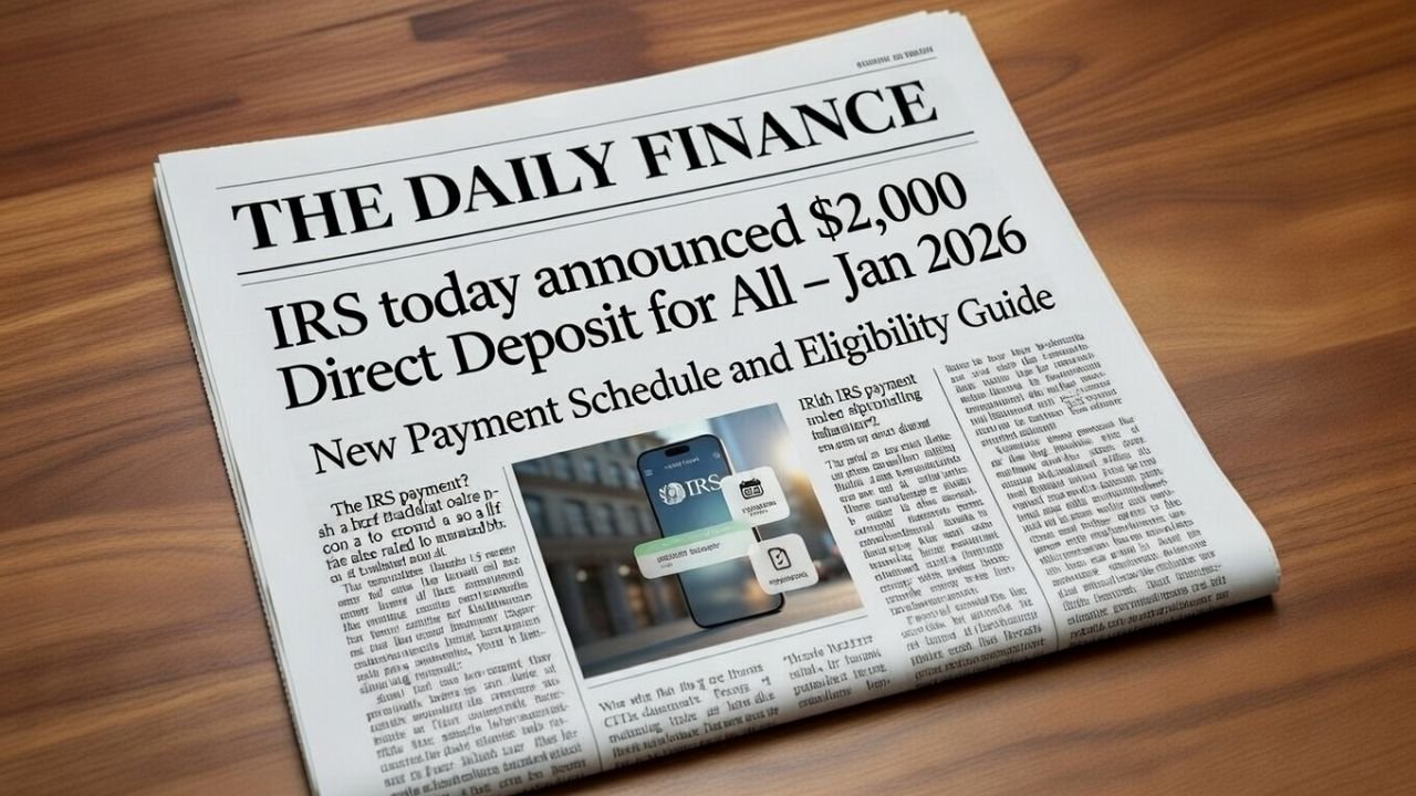 IRS Today Announced $2,000 Direct Deposit for All? January 2026 Payment Schedule and Eligibility Explained